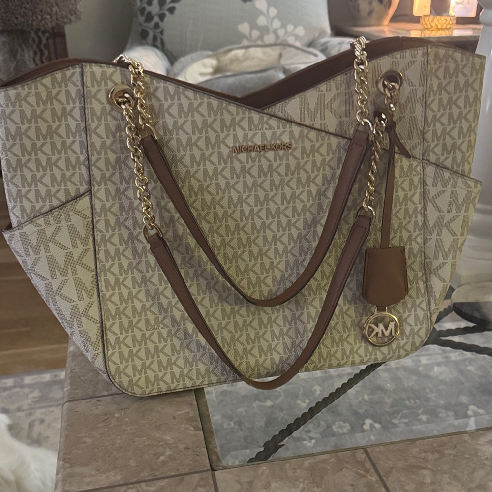 Michael Kors Tan and Brown Tote Bag